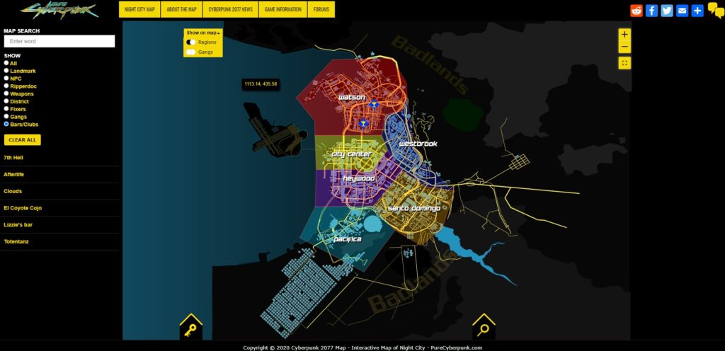 Cyberpunk 2077 - Интерактивная карта Cyberpunk 2077 магазины, заказы и расследования