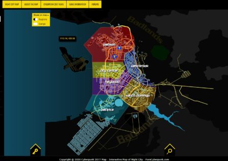 Cyberpunk 2077 — Интерактивная карта Cyberpunk 2077 магазины, заказы и расследования